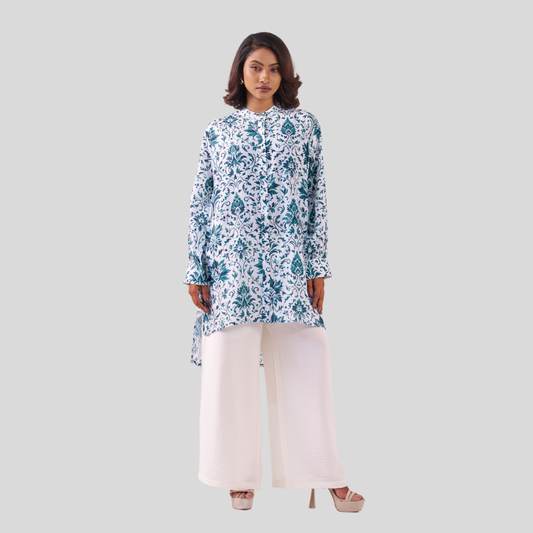 Printed Long Shirt Green AOP