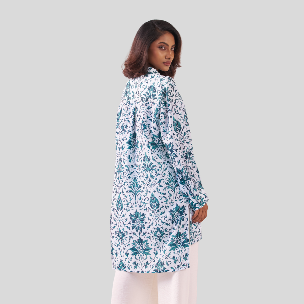 Printed Long Shirt Green AOP