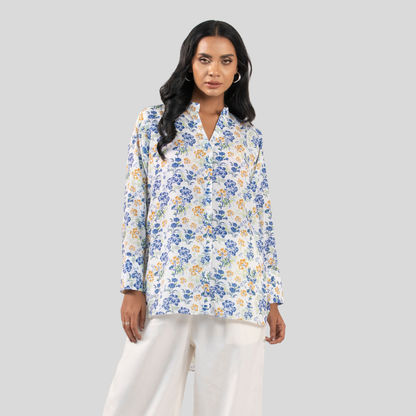 Mid Length Shirt Blue AOP