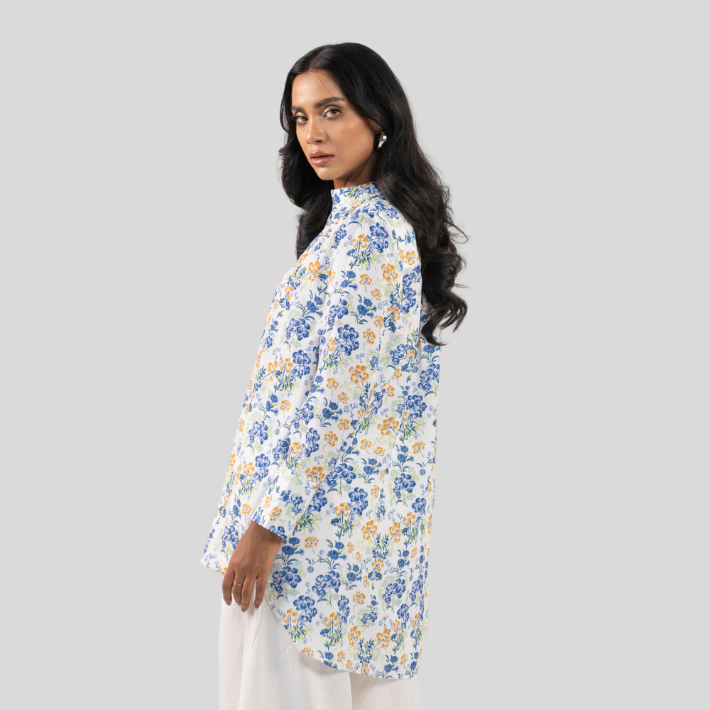 Mid Length Shirt Blue AOP