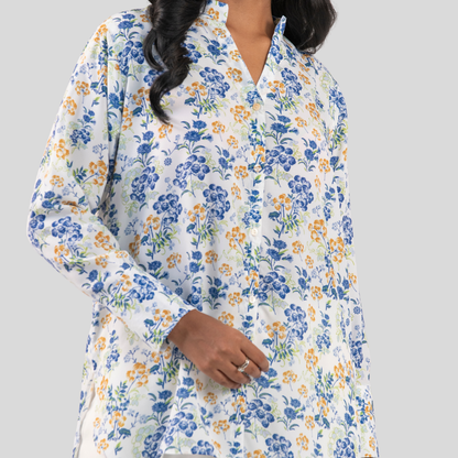 Mid Length Shirt Blue AOP