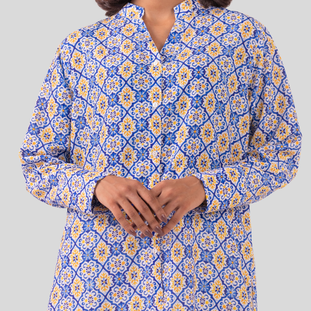 Mid Length Shirt Y & Blue