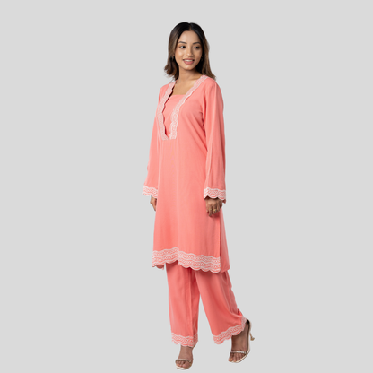 EMB Co-Ord Dark Coral