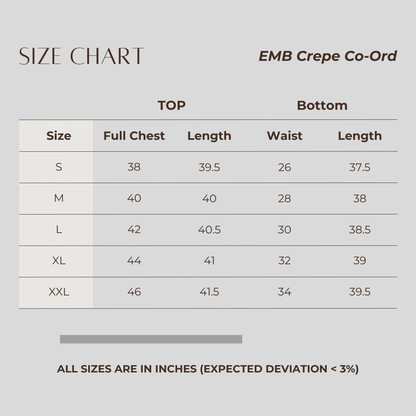EMB Crepe Co-Ord Black