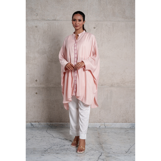 Embroidered Kaftan (Pastel Pink)