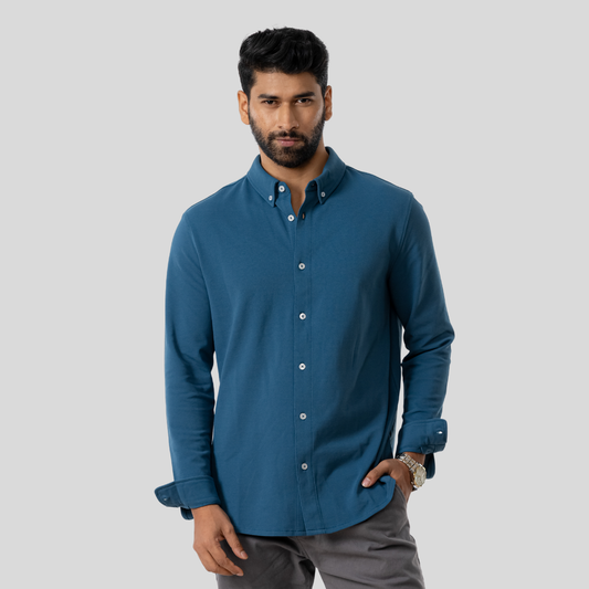 Men's Knit Shirt Evening Blue