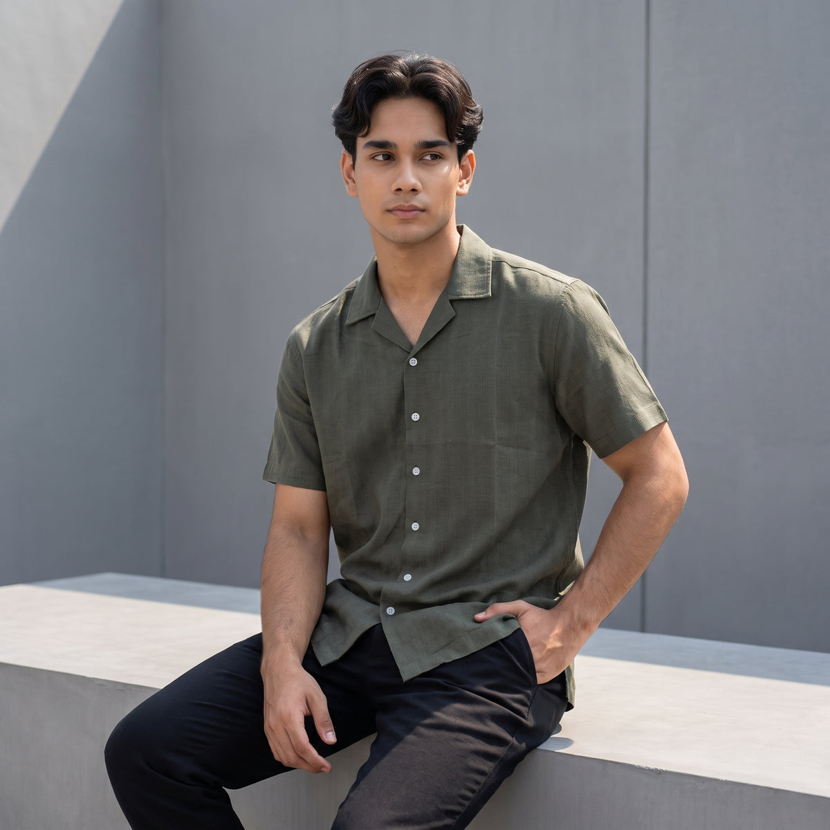 Cuban Shirt E-27MCS015 Olive
