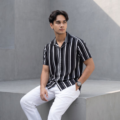 Cuban Shirt E-27MCS015 W & Black STP