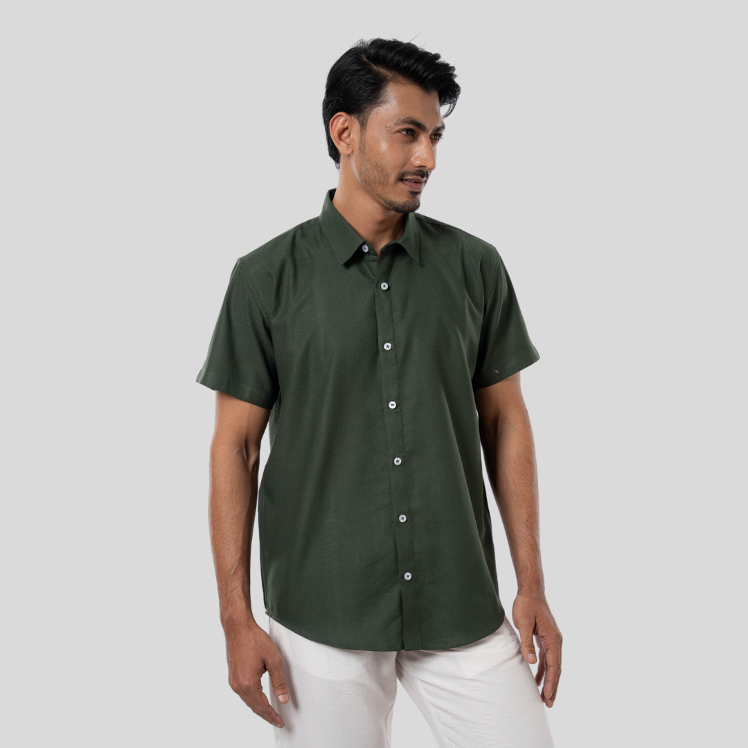 Half BTN Down Shirt Olive