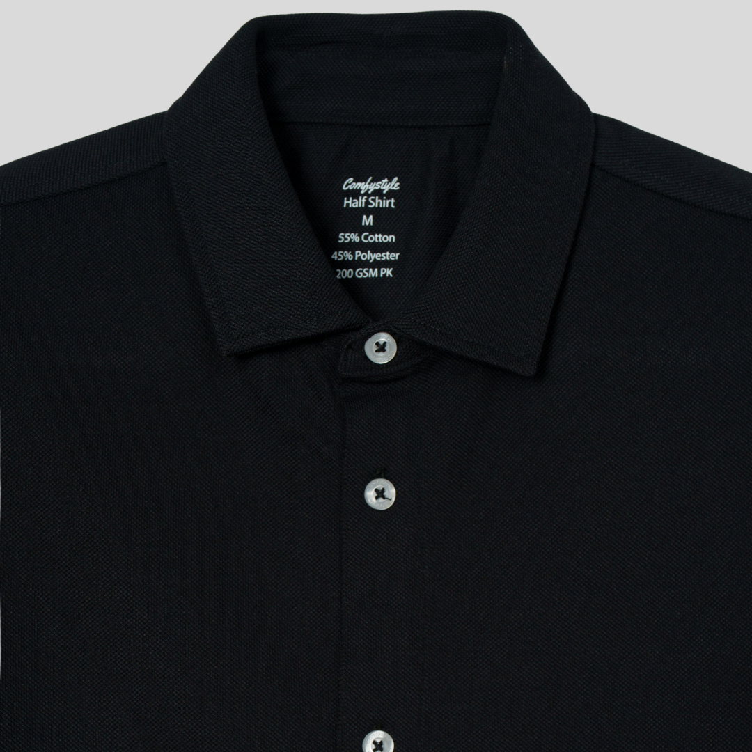 Knit Half Shirt Black