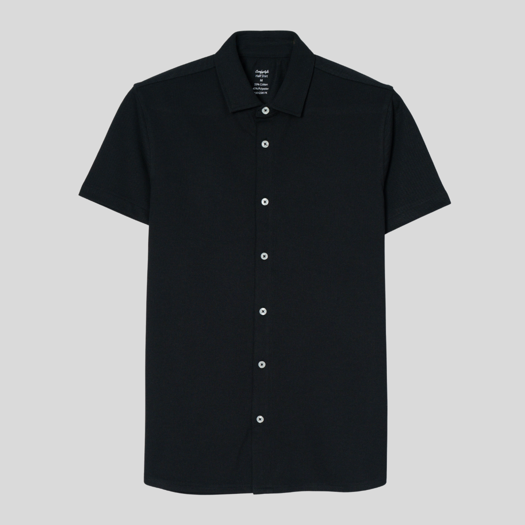 Knit Half Shirt Black