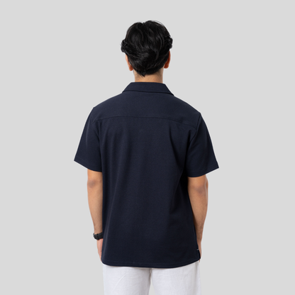 Men's Knit Cuban Shirt Navy