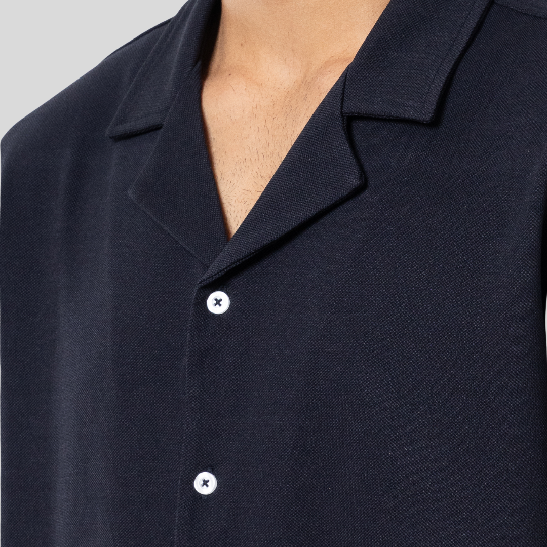 Men's Knit Cuban Shirt Navy