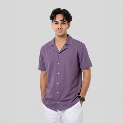 Knit Cuban Shirt Vintage Violet