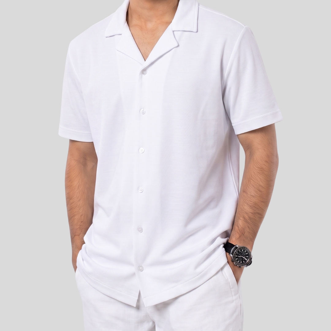 Knit Cuban Shirt White