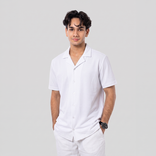 Knit Cuban Shirt White