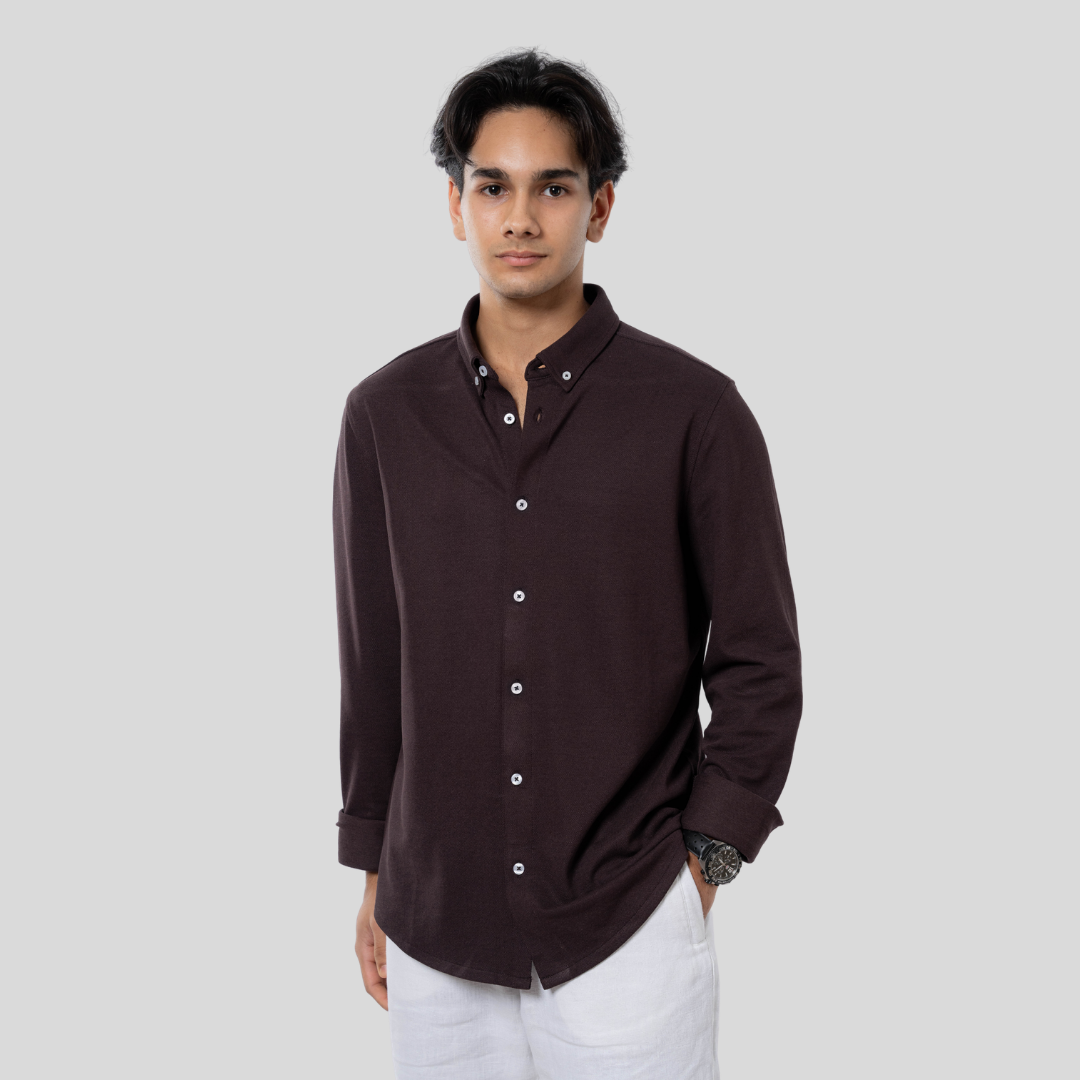 Premium Men’s Knit Shirt Coffee
