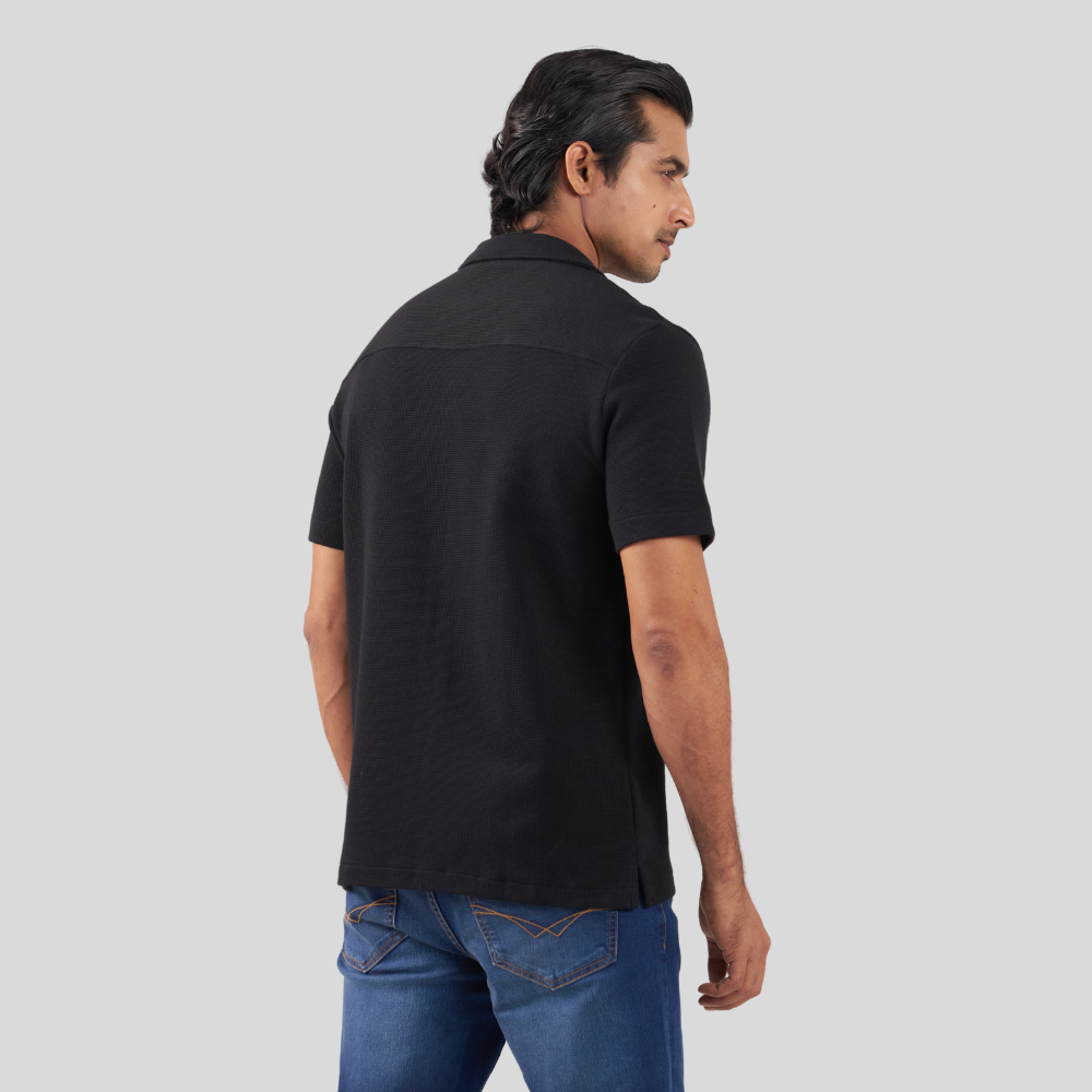 Men's Waffle Cuban Shirt Black
