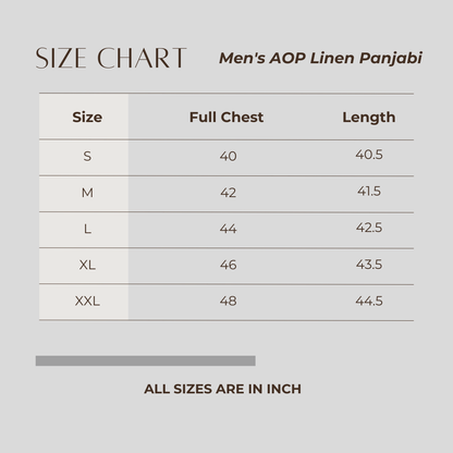 Men's AOP Linen Panjabi L-15
