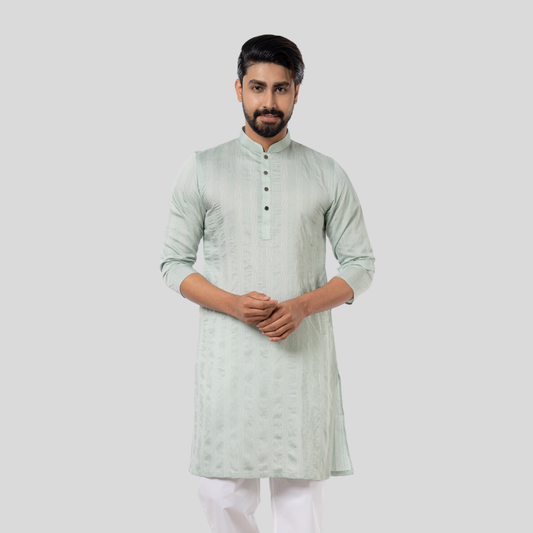 Men's CVC Stripe Panjabi Seafoam Green