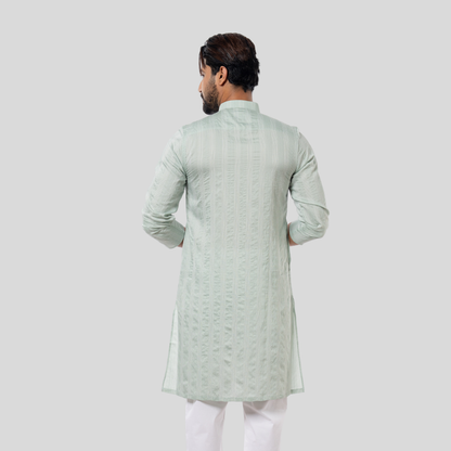 Men's CVC Stripe Panjabi Seafoam Green