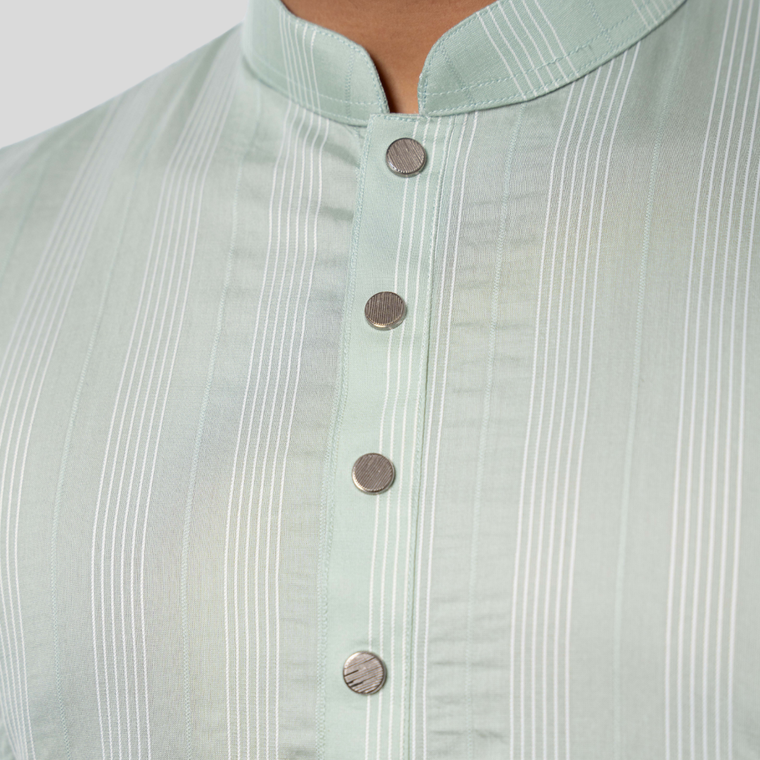 Men's CVC Stripe Panjabi Seafoam Green