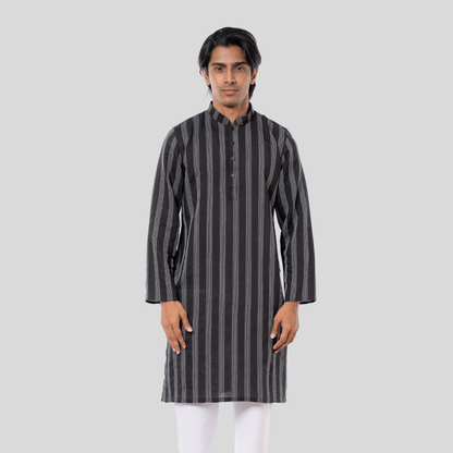 Men's CVC Stripe Panjabi Black