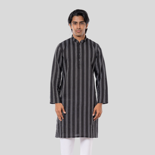 Men's CVC Stripe Panjabi Black