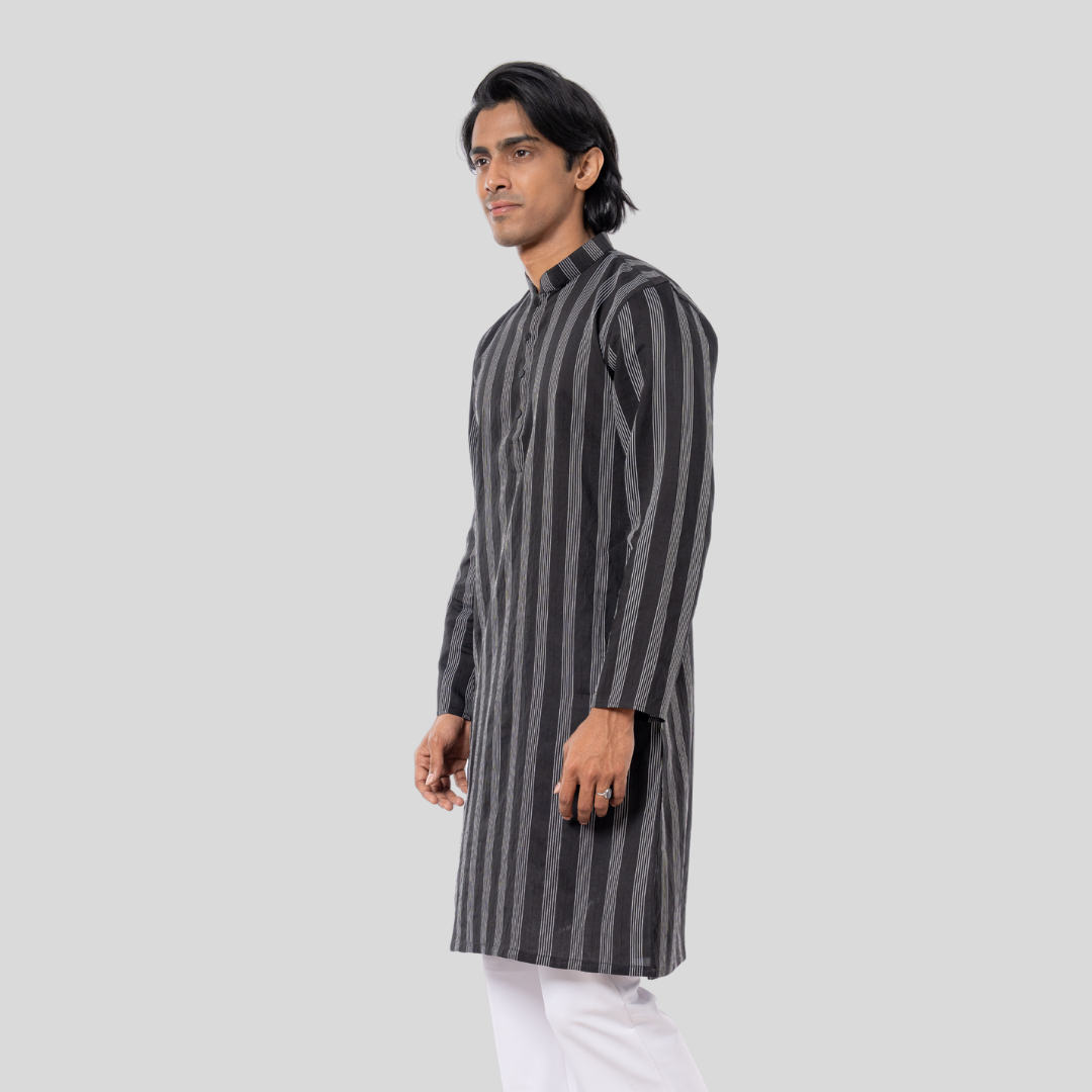 Men's CVC Stripe Panjabi Black