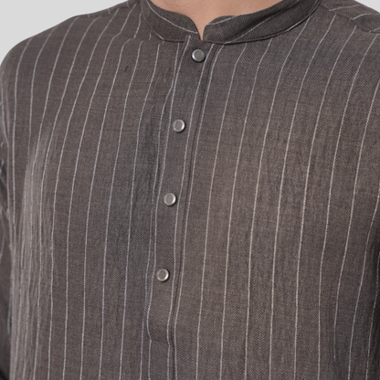 Men's Classic Y/D Panjabi Dark Olive & White