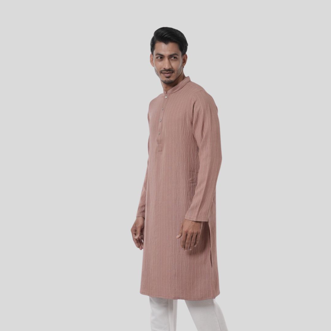 Men's Classic Y/D Panjabi Rose & White