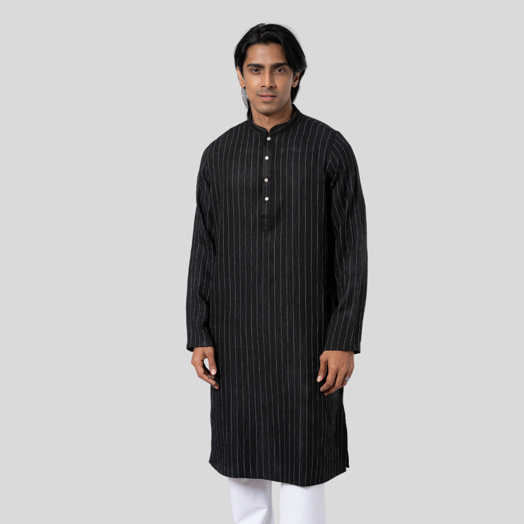 Men's Classic Y/D Panjabi Black & White