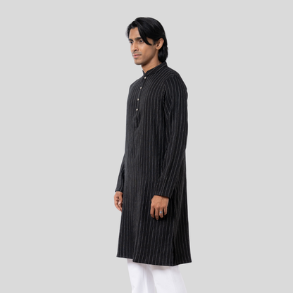 Men's Classic Y/D Panjabi Black & White