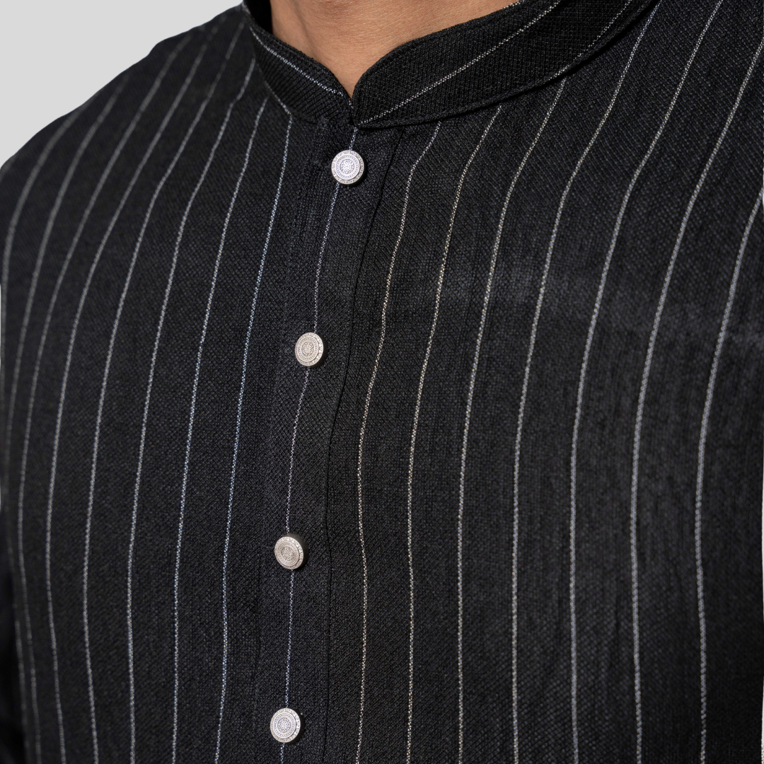 Men's Classic Y/D Panjabi Black & White