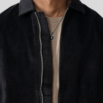 Zipper Cord Jacket Black