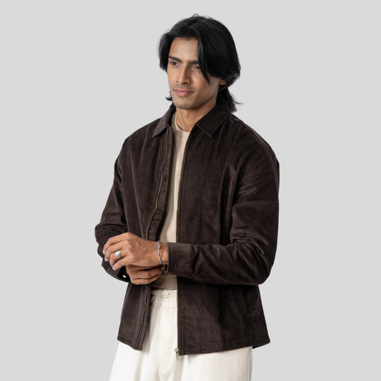 Zipper Cord Jacket Chocolate