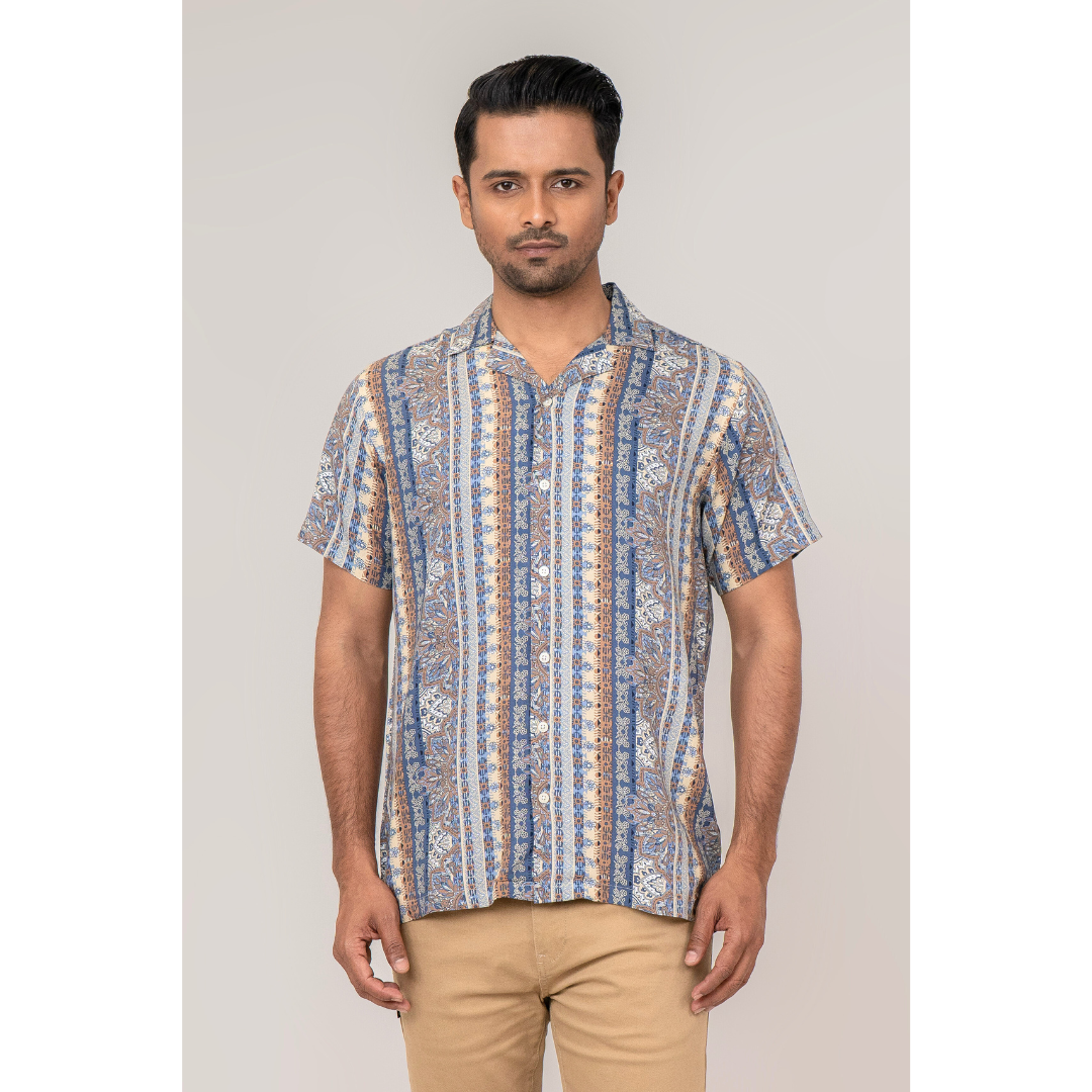 Men's Cuban Shirt Linen Multicolor AOP