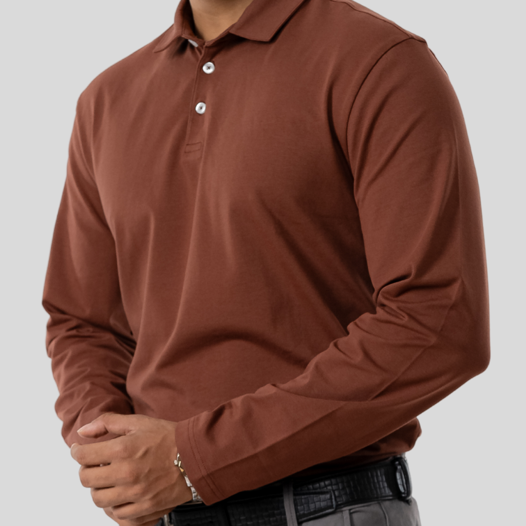 Men's Executive Full Sleeve Polo Cappuccino