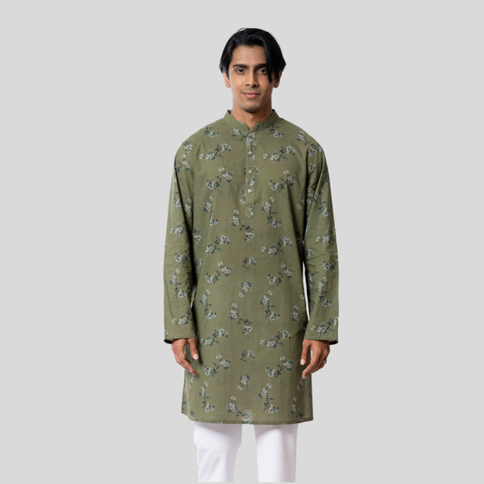 Men's Panjabi AOP Green