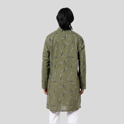 Men's Panjabi AOP Green