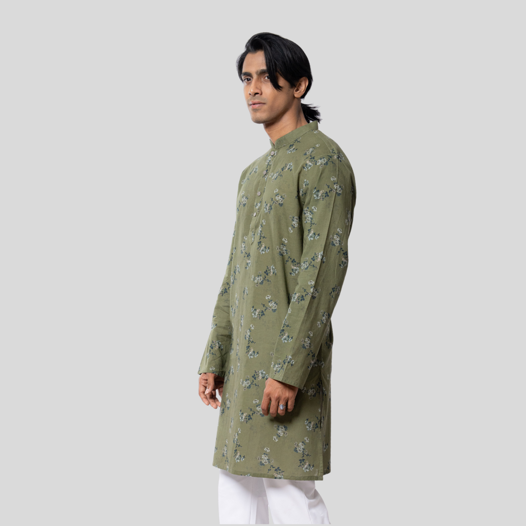 Men's Panjabi AOP Green