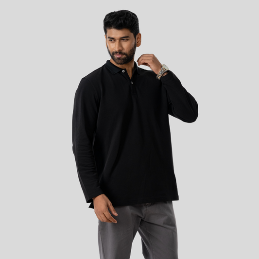 Men's Std Full Polo Black