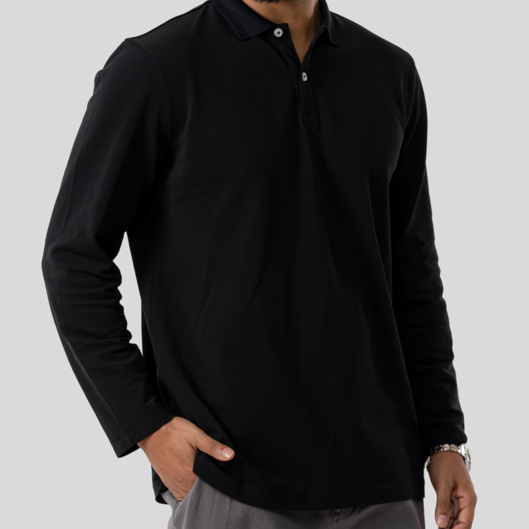 Men's Std Full Polo Black