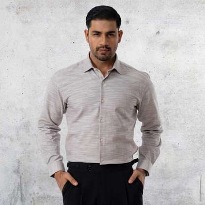 Men's Slub Cotton Shirt Ash