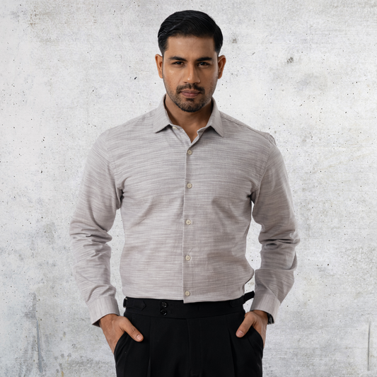 Men's Slub Cotton Shirt Ash