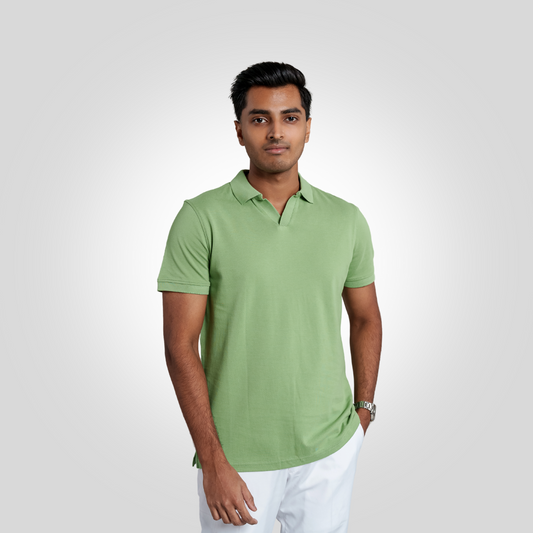 Men's V Neck Polo Watercress