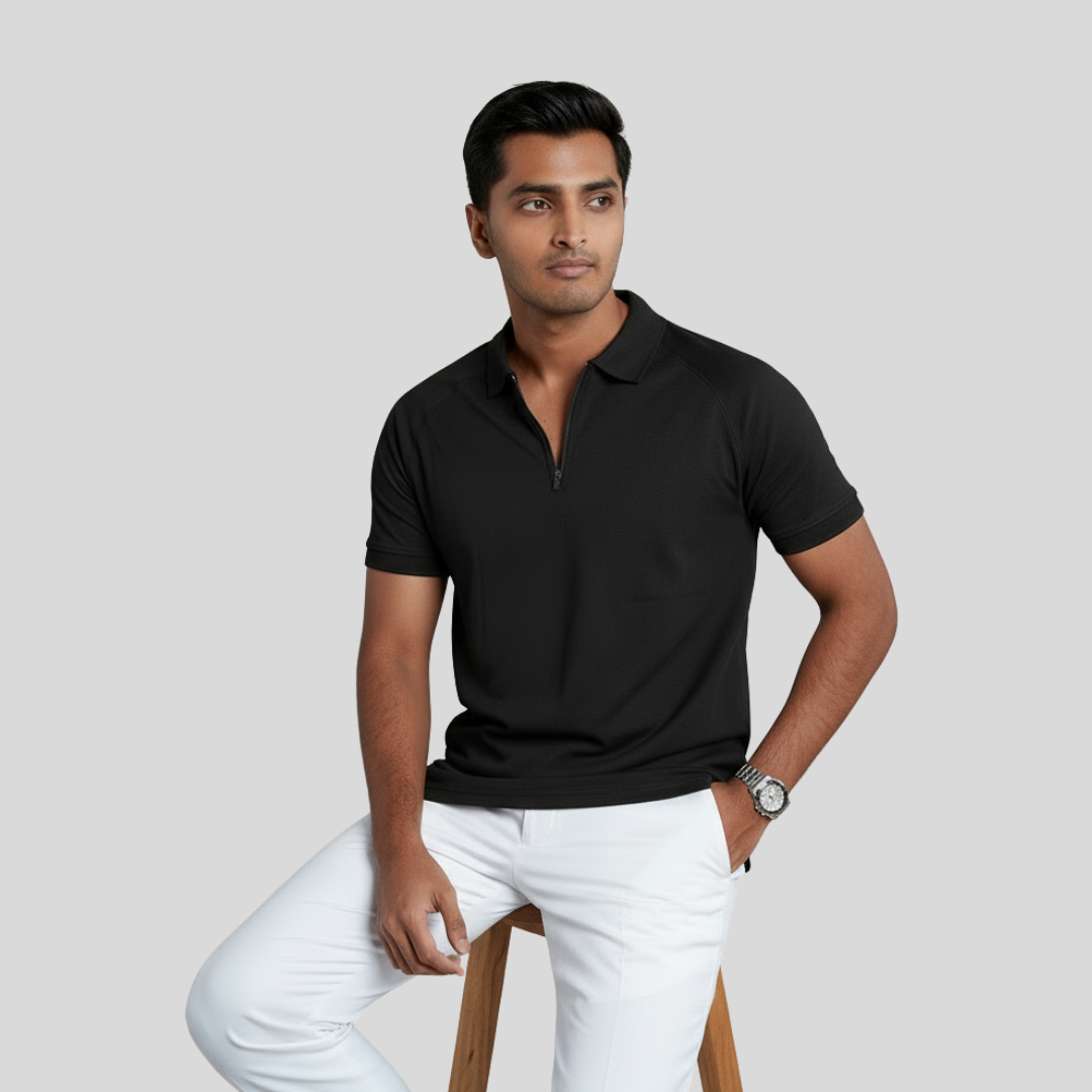 Men's Zip Polo Black Onyx