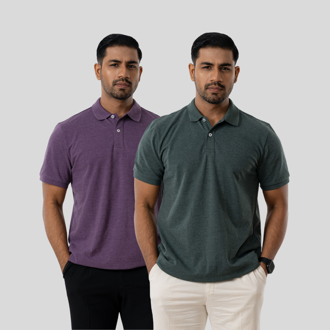 Men's 60/40 Polo (Pine Green & Plum Purple)