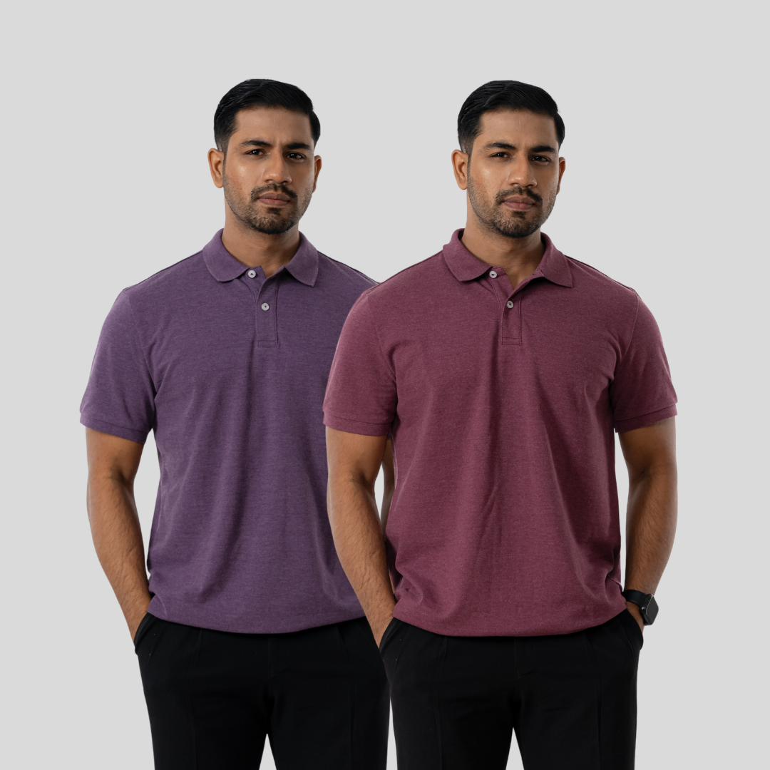 Men's 60/40 Polo (Dark Maroon & Plum Purple)
