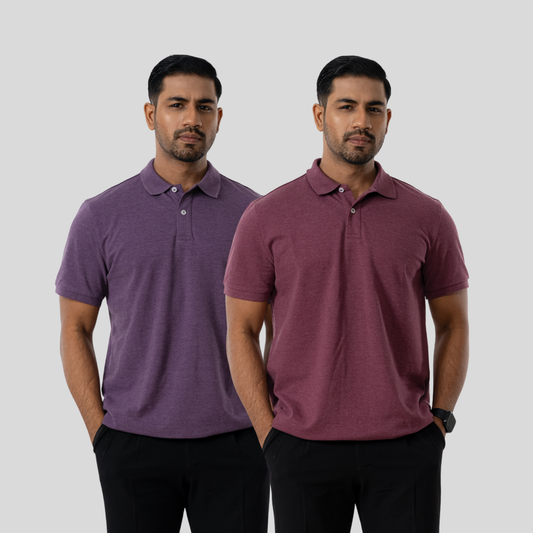 Men's 60/40 Polo (Dark Maroon & Plum Purple)